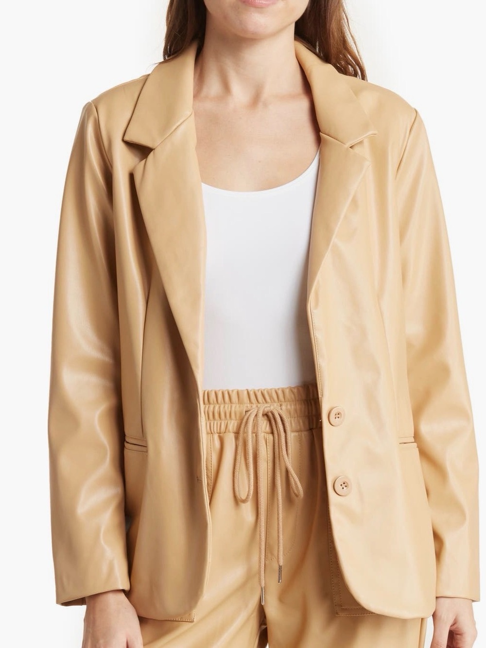 ✅ “BCBGeneration” Faux Leather Boyfriend Blazer Jacket